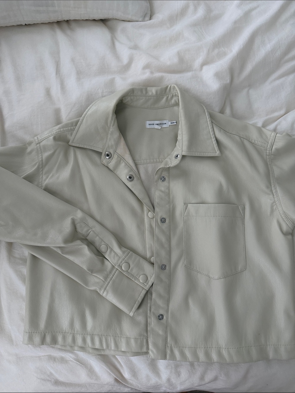Good American cream Lightweight Leather Jacket
